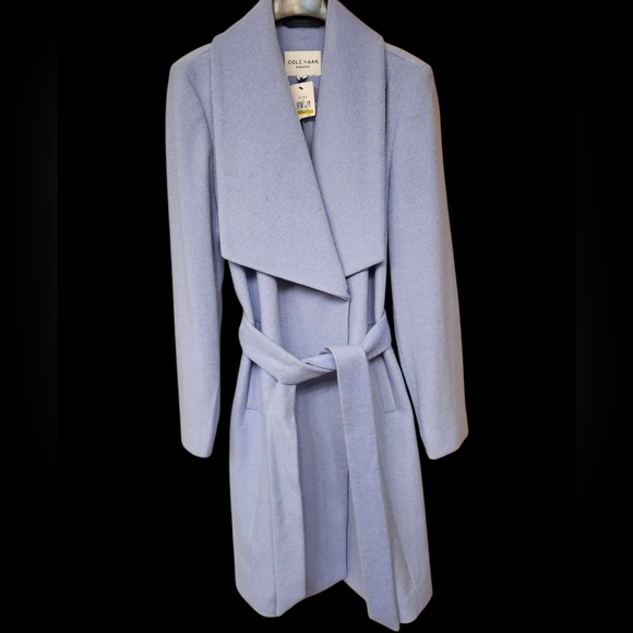 Cole Haan Signature Icy Blue Belted Coat - Picture 4 of 11